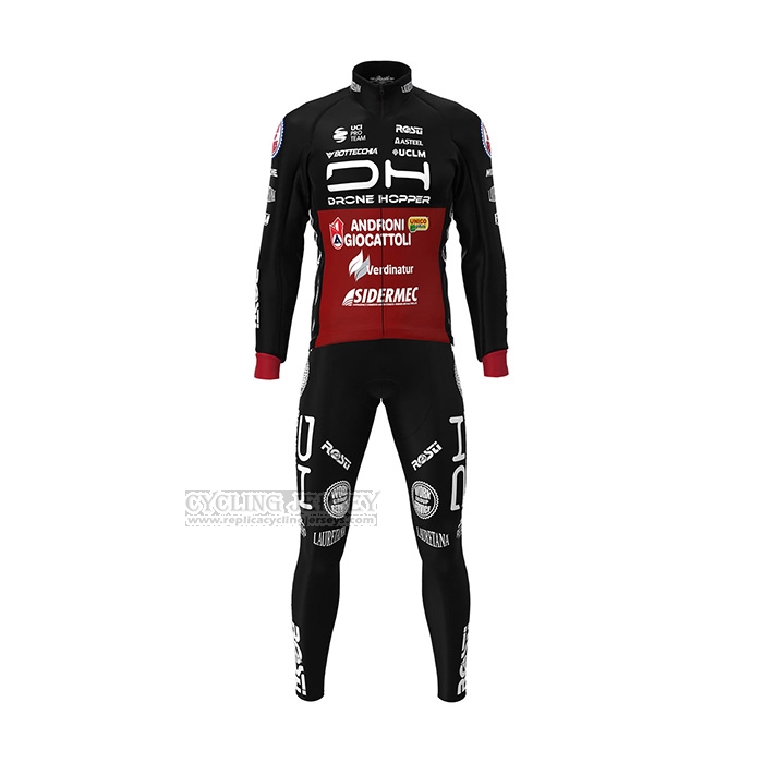 2022 Cycling Jersey Androni Giocattoli Black Red Long Sleeve and Bib Short